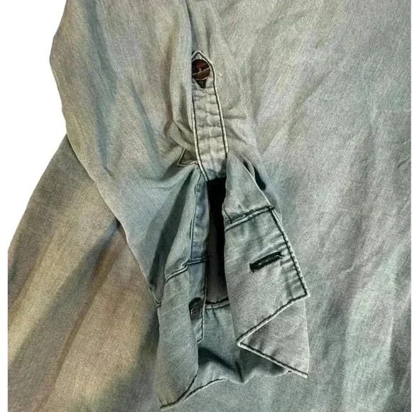 Christopher Banks  Blue Chambre Pullover 1/4 Button Up Long Sleeve Top Size M - Picture 14 of 16